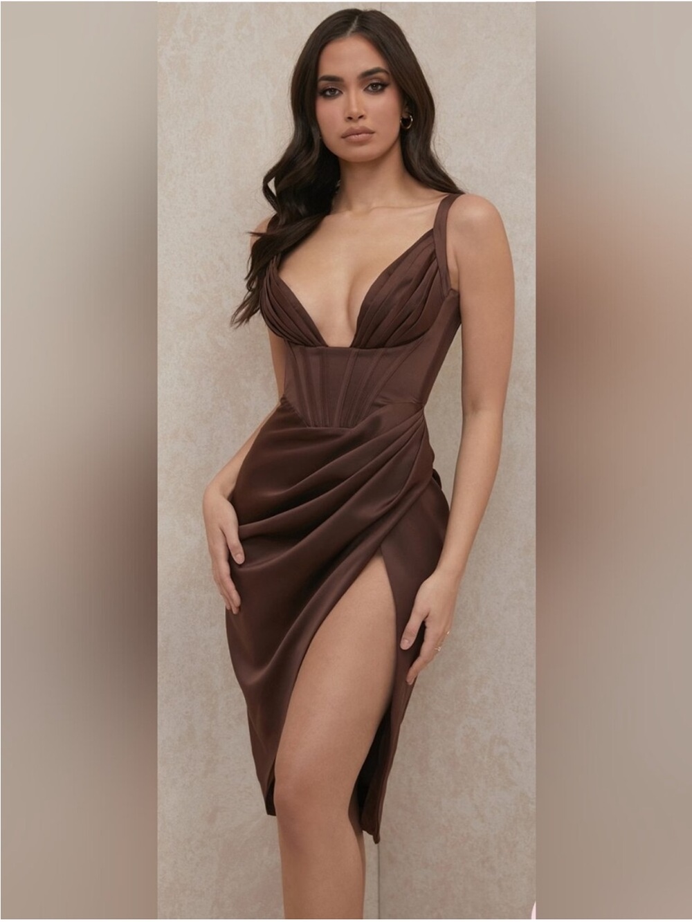 House Of CB Faye Chocolate Satin
Corset Dress